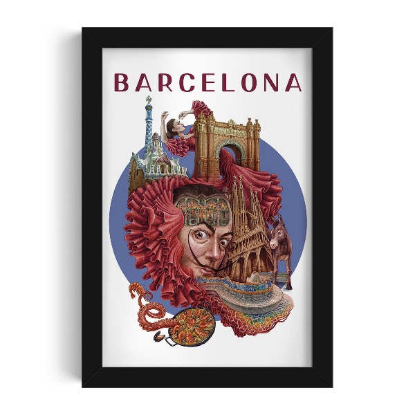 Plakat czarna ramka Barcelona