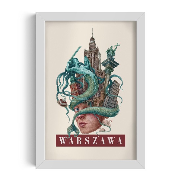 Obraz w białej ramce Warszawa Vintage