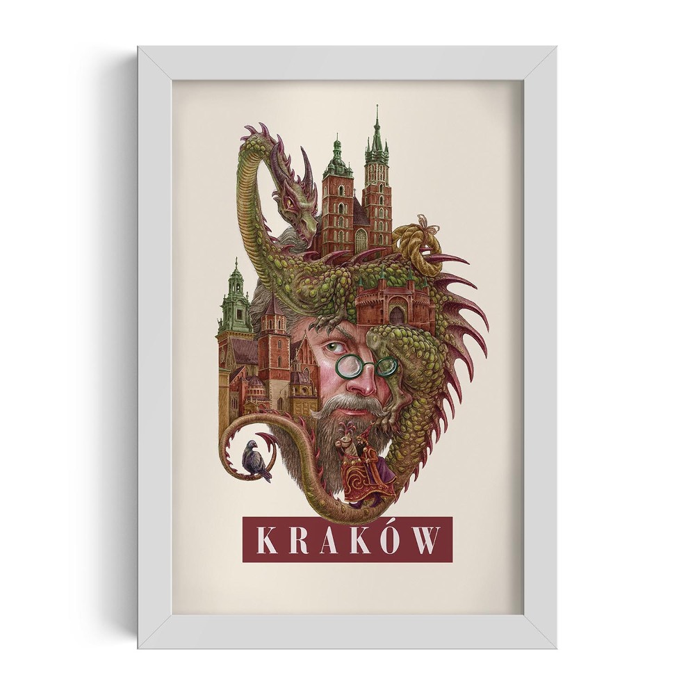 Obraz w białej ramce Kraków Vintage