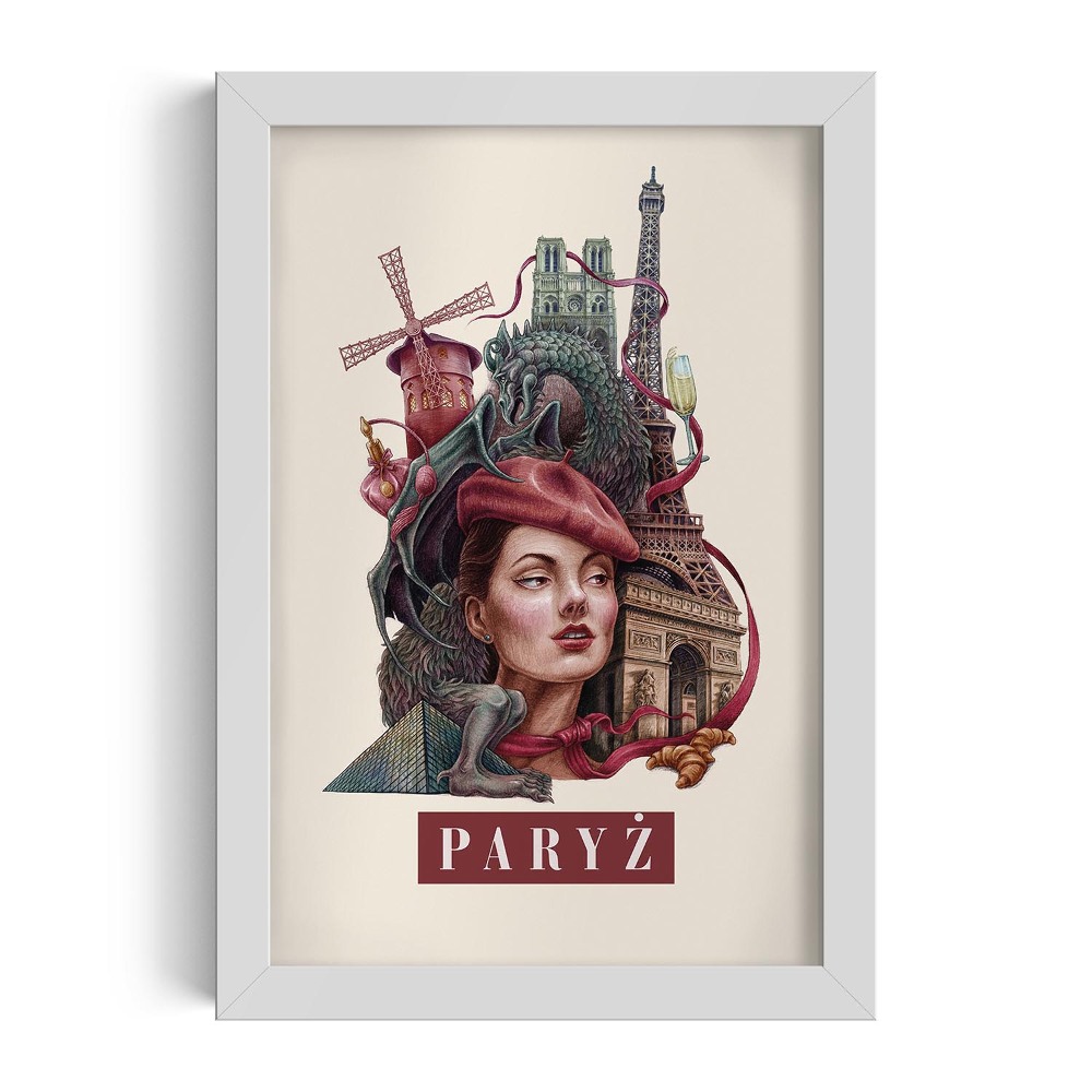 Obraz w białej ramce Paryż Vintage autorka Alicja Kocurek