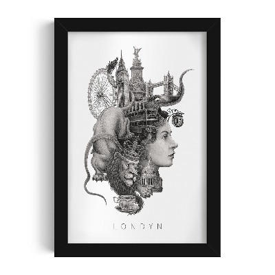 Obraz w czarnej ramce Londyn Czarno-białe