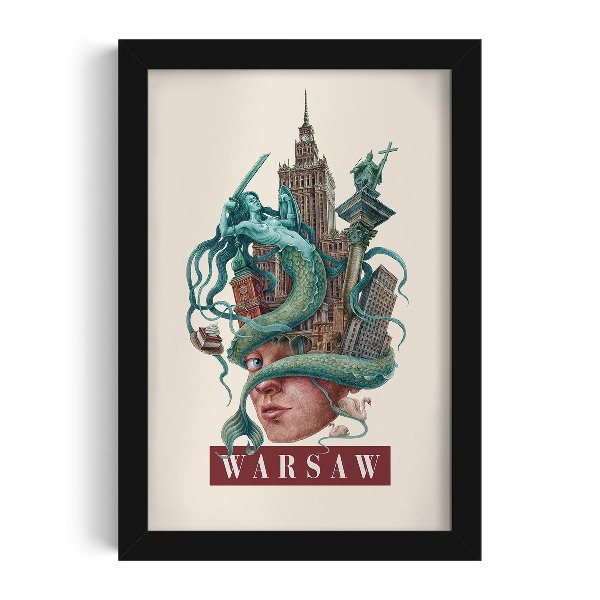 Plakat czarna ramka Warszawa Vintage