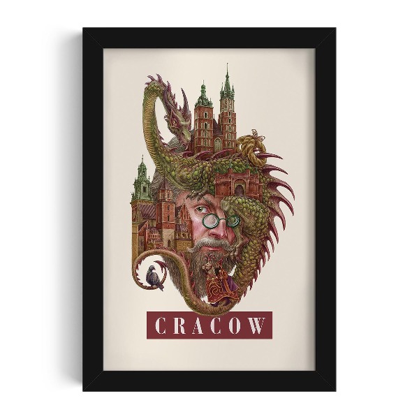 Plakat czarna ramka Kraków Vintage