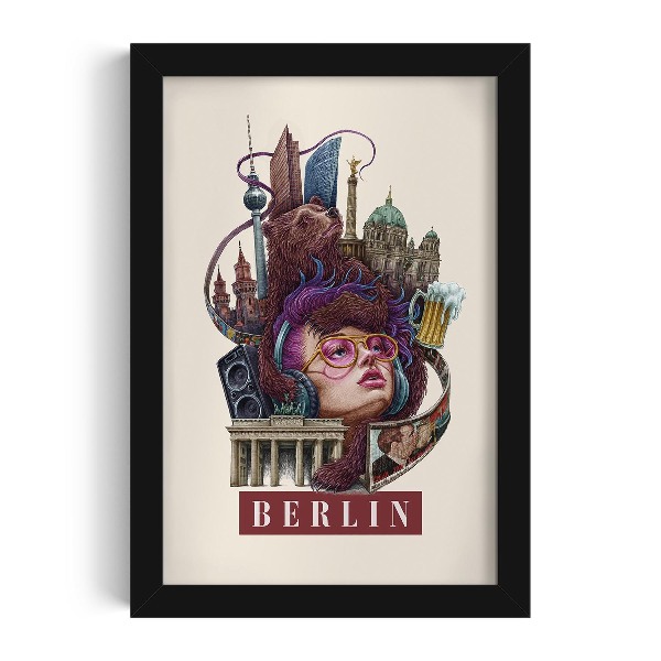 Plakat czarna ramka Berlin Vintage