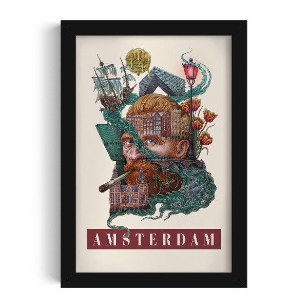 Plakat czarna ramka Amsterdam Vintage