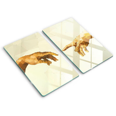 Szklana deska do krojenia Stworzenie Adama dłonie 2 szt.