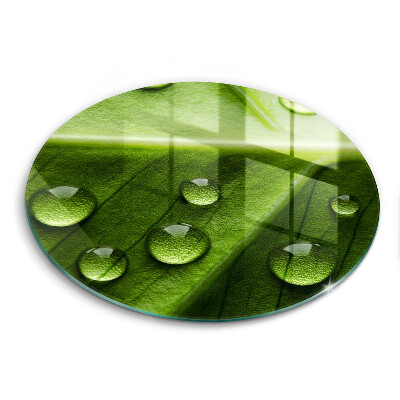 Szklana deska do krojenia okrągła Natura rosa i liść