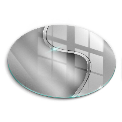 Szklana deska do krojenia okrągła Abstrakcja srebrny metal