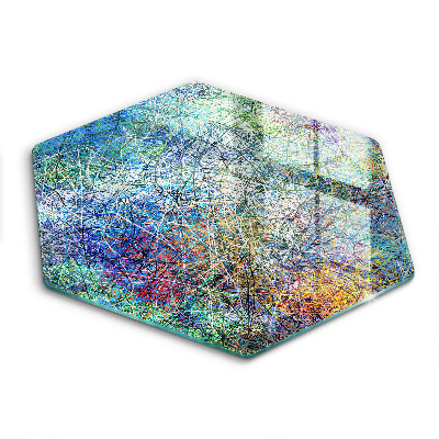 Deska do krojenia na blat sześciokątna Kolorowa abstrakcja linii