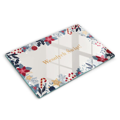 Deska szklana 80x52 cm Boże Narodzenie: Wesołych Świąt!