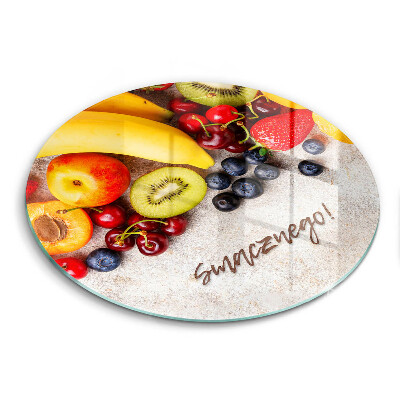 Deska szklana Owoce, Napis: Smacznego!