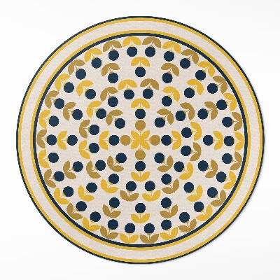 Dywan winylowy okrągły Drobne kwiaty i liście regularny wzór