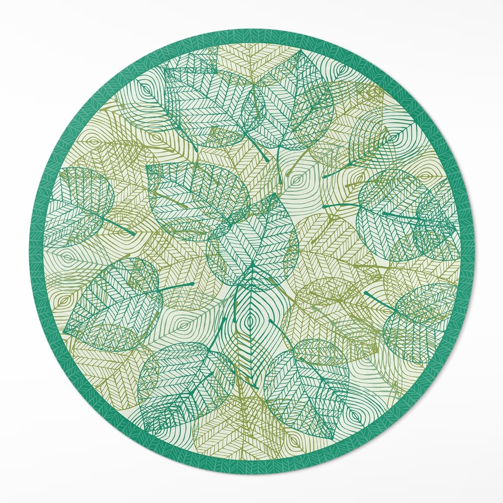 Dywan winylowy okrągły Kompozycja linearnych liści natura