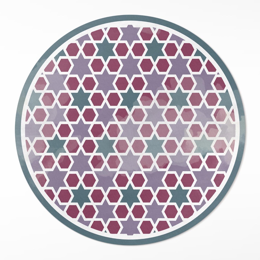 Dywan winylowy okrągły Geometryczne gwiazdki drobna mozaika