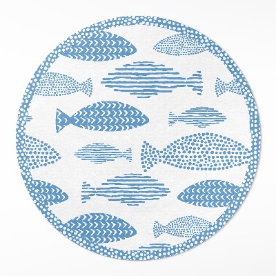 Dywan winylowy okrągły Wzorzyste ryby na jasnym tle