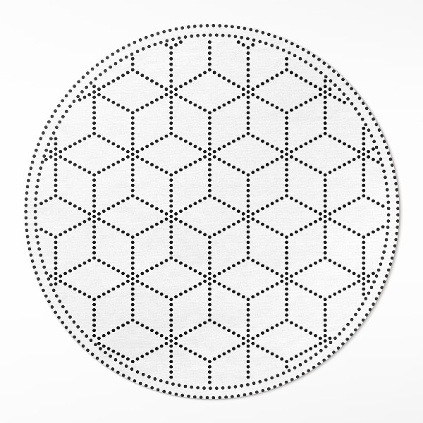 Dywan winylowy okrągły Kostki sześciany 3D nowoczesne kropki