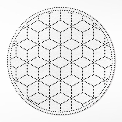 Dywan winylowy okrągły Kostki sześciany 3D nowoczesne kropki