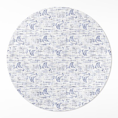 Dywan winylowy okrągły Rysowane ptaki delikatny wzór regularny boho