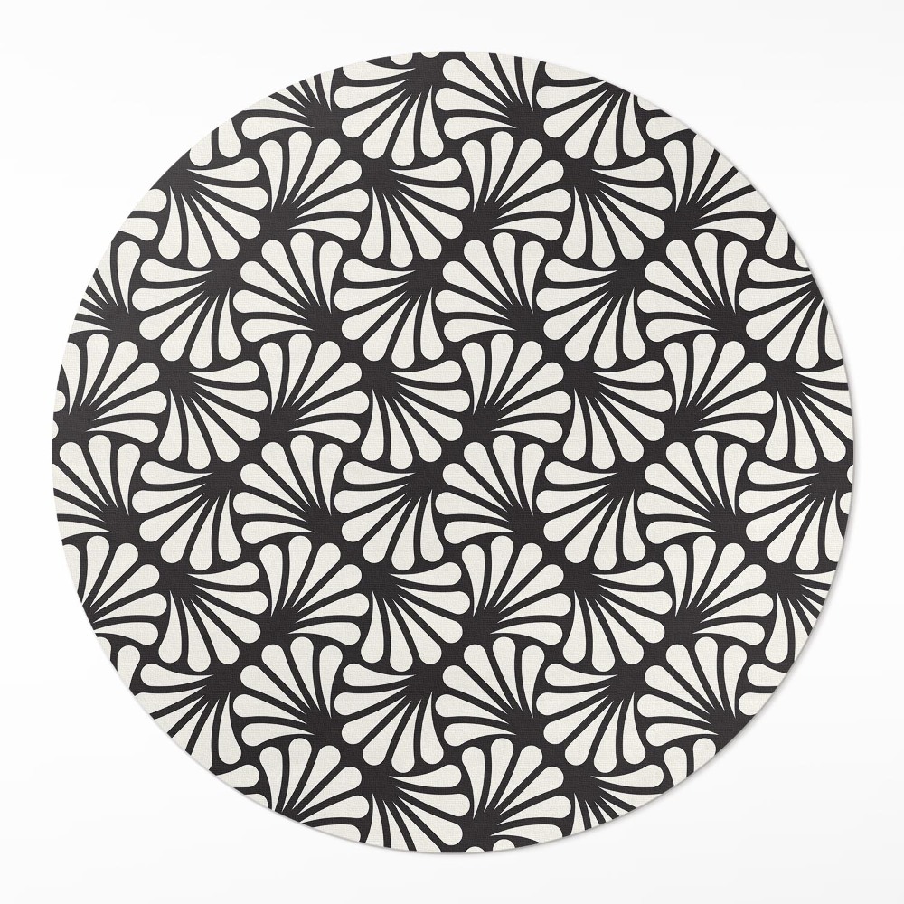 Dywan winylowy okrągły Geometria liście miłorzębu artdeco glamour