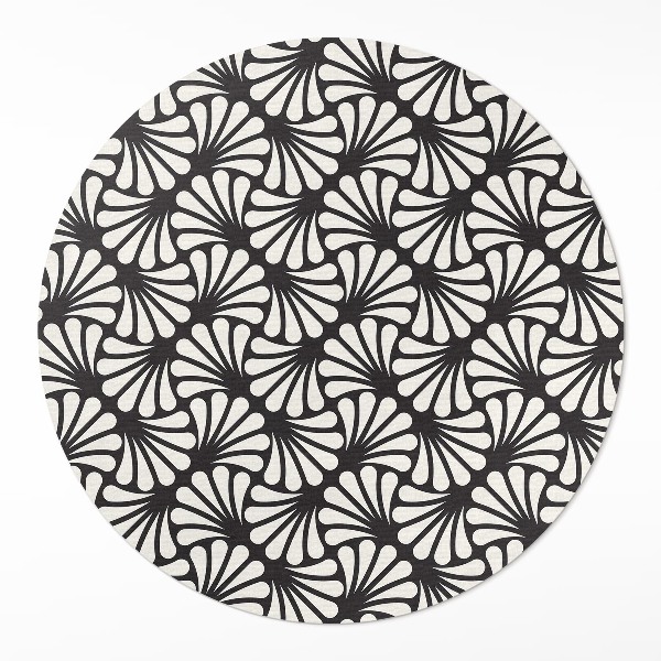 Dywan winylowy okrągły Geometria liście miłorzębu artdeco glamour - Wallfluent.pl