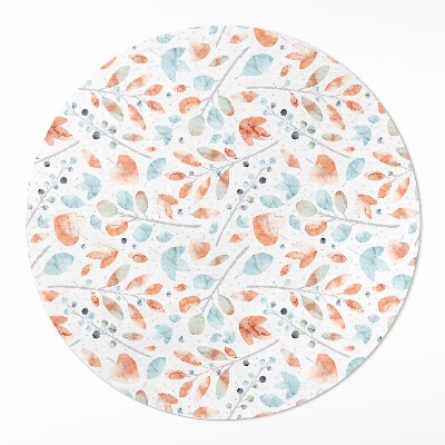 Dywan winylowy okrągły Akwarelowe gałązki i listki boho