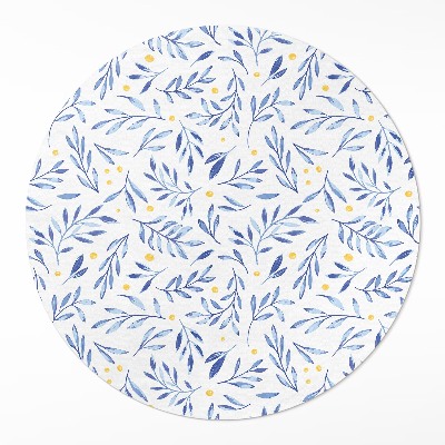 Dywan winylowy okrągły Akwarelowe gałązki listki kropki boho