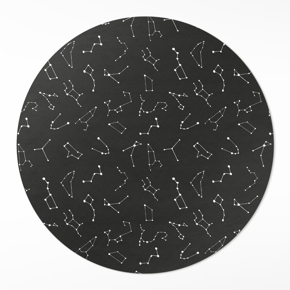 Dywan winylowy okrągły Gwiazdozbiory horoskop zodiaki kosmos