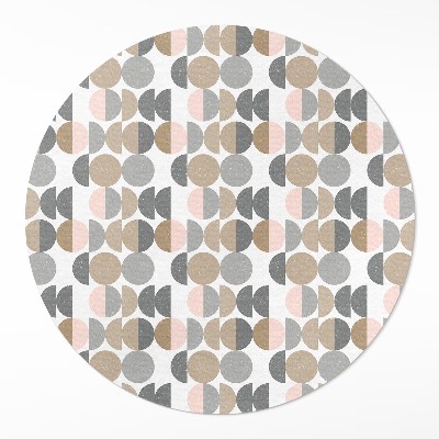 Dywan winylowy okrągły Koła i półksiężyce geometryczny wzór retro
