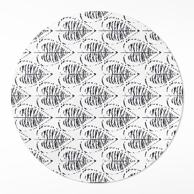 Dywan winylowy okrągły Boho liście wzór regularny