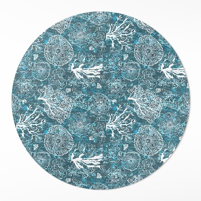 Dywan winylowy okrągły Wzór inspirowany morską florą i fauną