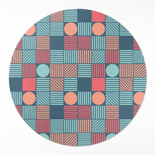 Dywan winylowy okrągły Retro vintage wzór geometryczny - Wallfluent.pl
