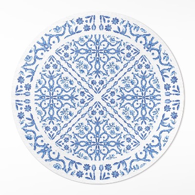 Dywan winylowy okrągły Dekoracyjne kafelki roślinne ornamenty - Wallfluent.pl