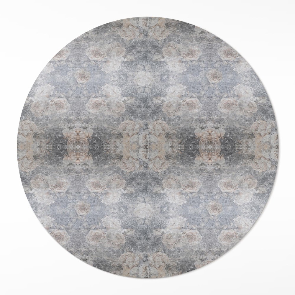 Dywan winylowy okrągły ornamenty w stylu vintage