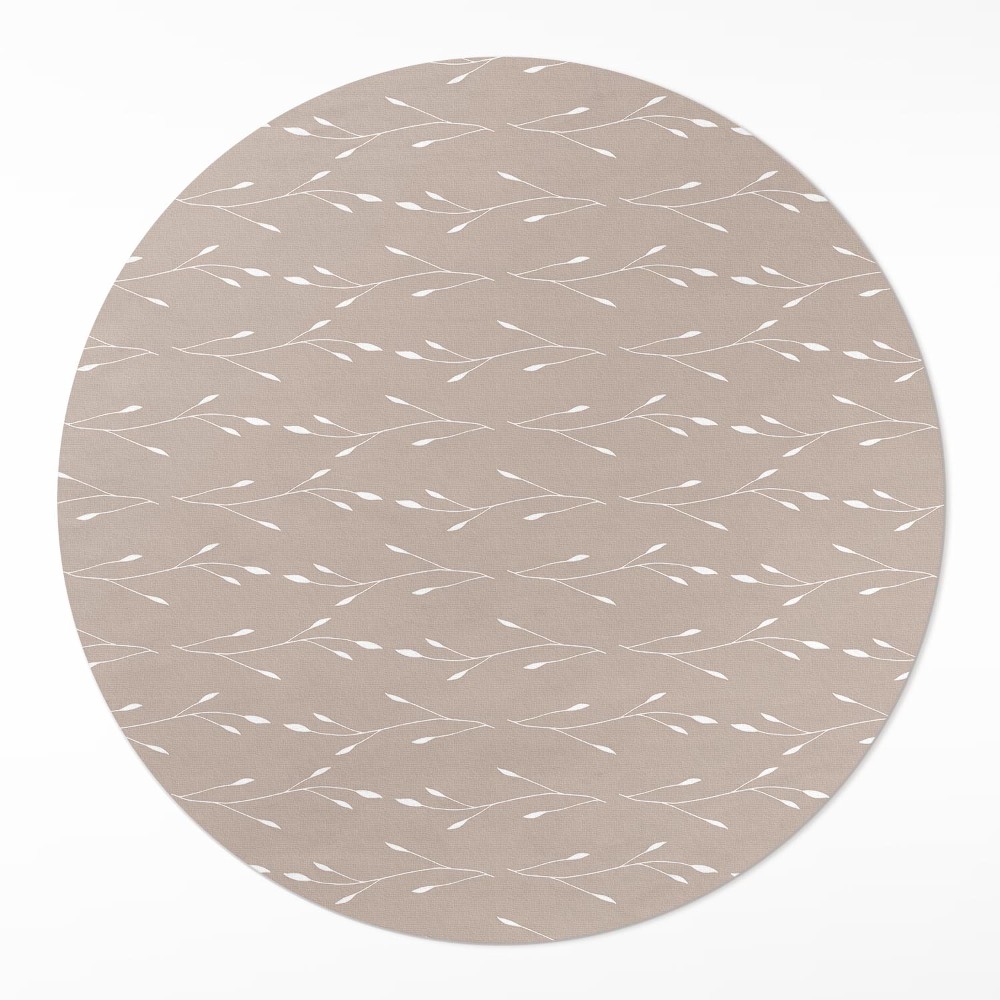 Dywan winylowy okrągły Drobne delikatne listki i gałązki boho