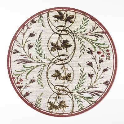 Dywan winylowy okrągły Roślinny wzór ozdobny