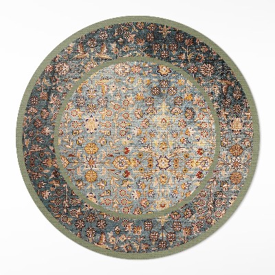 Dywan winylowy okrągły Vintage rośliny w stylu tureckim