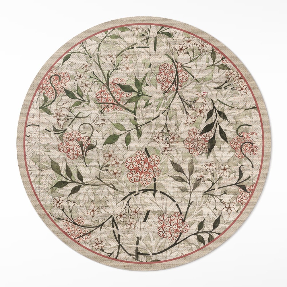 Dywan winylowy okrągły Delikatna roślinność boho