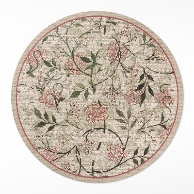 Dywan winylowy okrągły Delikatna roślinność boho