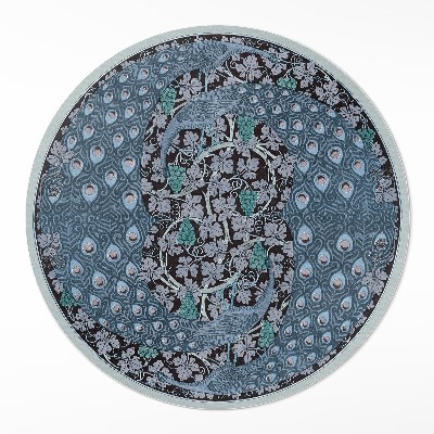 Dywan winylowy okrągły Błękitne pawie w winogronach