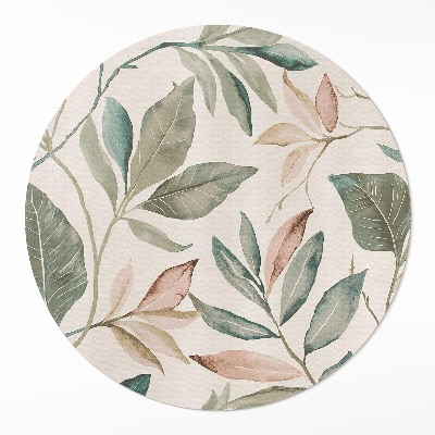 Dywan winylowy okrągły Delikatne liście boho