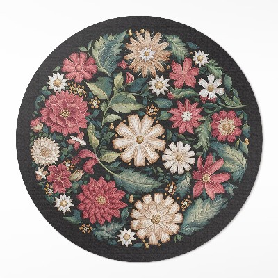 Dywan winylowy okrągły Polne kwiaty pastelowe delikatne rośliny