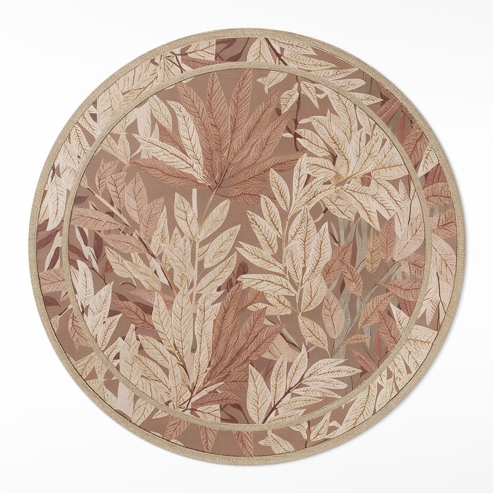 Dywan winylowy okrągły Liście w stylu boho vintage roślinność