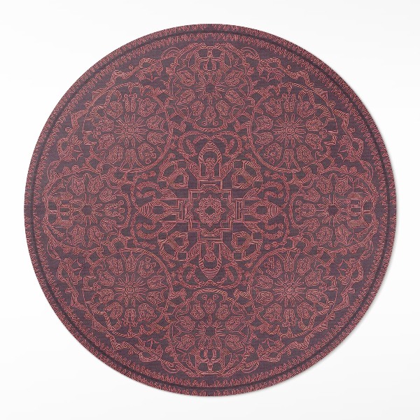Dywan winylowy okrągły Dekoracyjny geometryczny wzór w stylu vintage - Wallfluent.pl