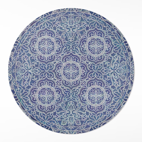 Dywan winylowy okrągły Bogato zdobiony geometryczny wzór vintage