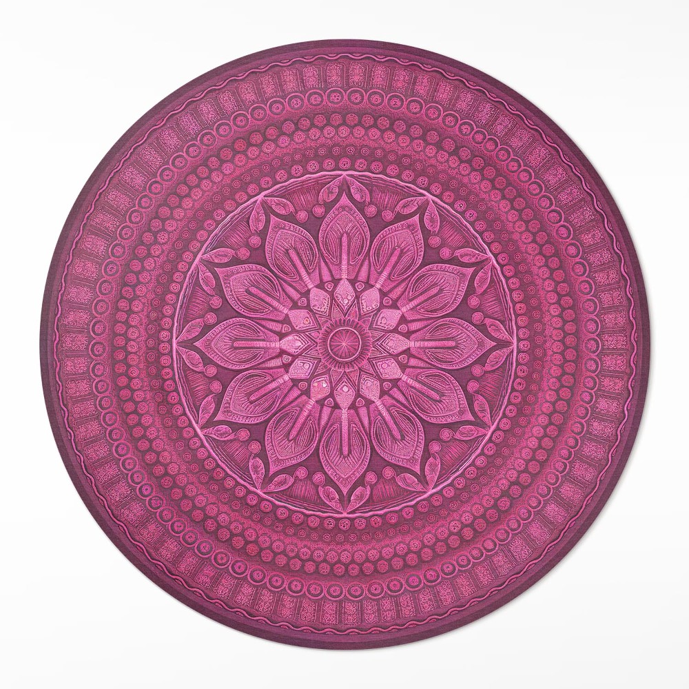 Dywan winylowy okrągły Dekoracyjna mandala z kwiatem wzór boho