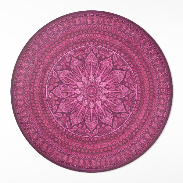 Dywan winylowy okrągły Dekoracyjna mandala z kwiatem wzór boho - Wallfluent.pl