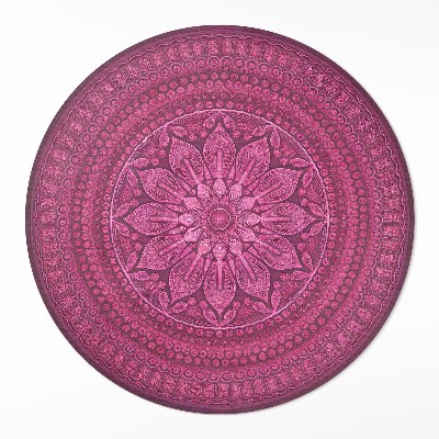 Dywan winylowy okrągły Dekoracyjna mandala z kwiatem wzór boho - Wallfluent.pl