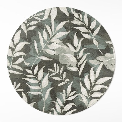 Dywan winylowy okrągły Jasne delikatne liście roślinność vintage