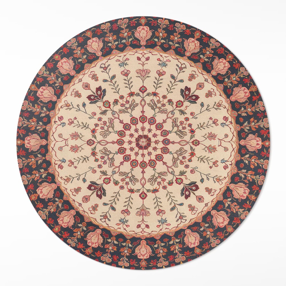 Dywan winylowy okrągły Mandala styl perski motyw roślinny vintage