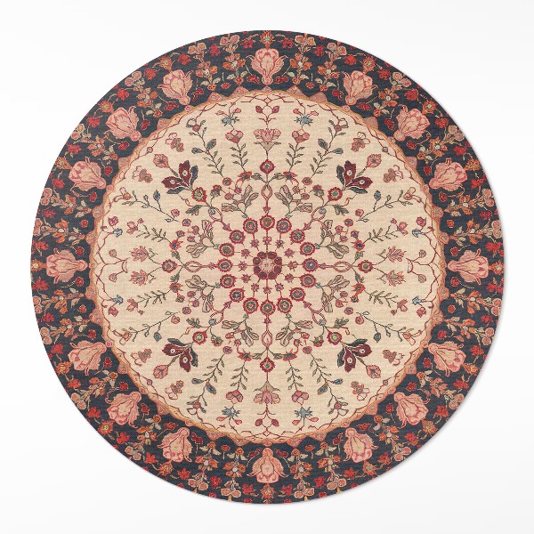 Dywan winylowy okrągły Mandala styl perski motyw roślinny vintage - Wallfluent.pl